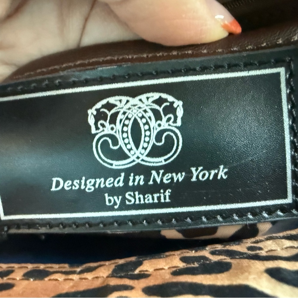 NWOT SHARIF 1827 Blue Tapestry Tote Satchel Handbag Croc Embossed Vintage - Picture 8 of 16